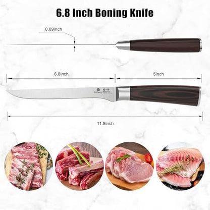 imarku Boning Knife, 6 Inch German High Carbon Stainless Steel Fillet Knife, Perfect for Meat Cutting, Pakkawood Handle, Gifts for Women and Men - color: Silver Brown Handle