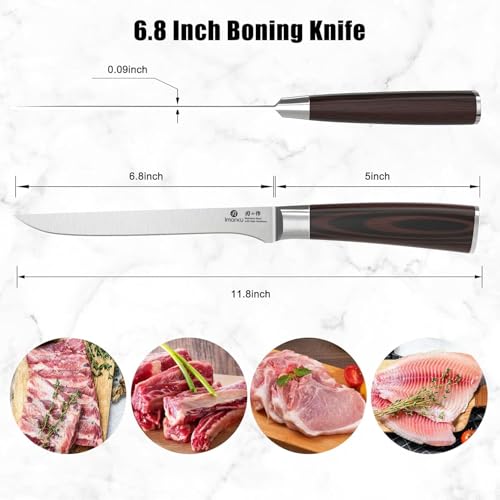 imarku Boning Knife, 6 Inch German High Carbon Stainless Steel Fillet Knife, Perfect for Meat Cutting, Pakkawood Handle, Gifts for Women and Men - color: Silver Brown Handle
