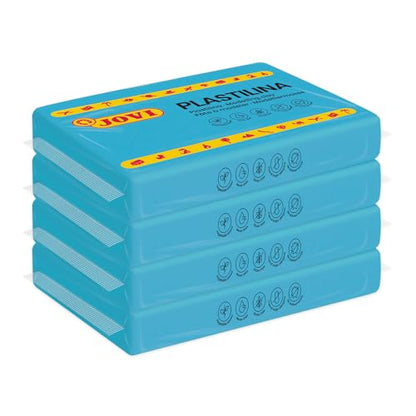 Jovi - Non-Hardening Pre-Sculpt Clay, 4 Blue Bars, 0.77 lb Each | Professional Arts and Crafts Non-Toxic and Gluten Free plasticine - color: Light Blue