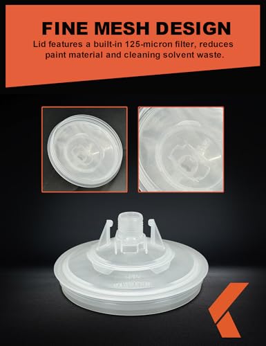 KREFINISH Disposable Paint Sprayer Mixing Cup Liners and Lid System for HVLP Spray Gun,Car Paint Gun 20 Ounce(600ml)Kit with 40 Cups Liners,40 Lids with Strainer,1 Hard Cup with Retainer Ring,20 Plugs - size: 20 Ounce Cup Kit