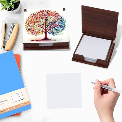 Diamond Painting Kit memo Box, Diamonds Art DIY Four Seasons Tree Patterns Sticky Note Box Special Shape Drill, with 160 Sticky Note, Ideal for Home Office Supplies, Handicrafts, Holiday Gifts - color: Four Seasons Tree