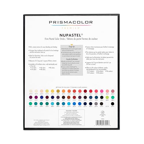 Prismacolor Premier Nupastel Firm Pastel Color Sticks, Adult Coloring, 48 Pack