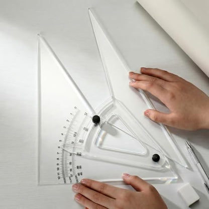 12 Inch Adjustable Triangle Acrylic Adjustable Drafting Triangle Computing Trig Scale for Drafting Architect Engineer Educational Supplies
