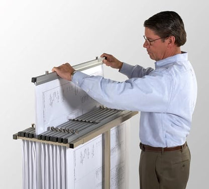 Mobile Blueprint Storage Rack –– Holds Up to 1200 Blueprints In 12 Blueprint Clamps - Vertical Blueprint Holder - Heavy Duty - MVPC - style: MVPC Vertical Blueprint