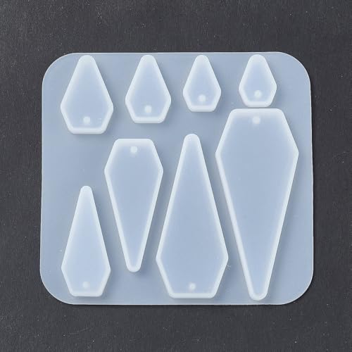 1PC Diamond Patter Pendant Silicone Molds Resin Epoxy Casting Molds for Earring Necklace Keychain Charms Pendants Jewelry Making DIY Gem Cabochon Craft Supplies White 71x75x5mm - color: White-21