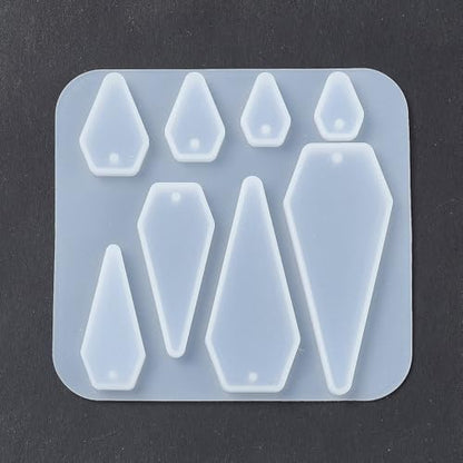 1PC Diamond Patter Pendant Silicone Molds Resin Epoxy Casting Molds for Earring Necklace Keychain Charms Pendants Jewelry Making DIY Gem Cabochon Craft Supplies White 71x75x5mm - color: White-21