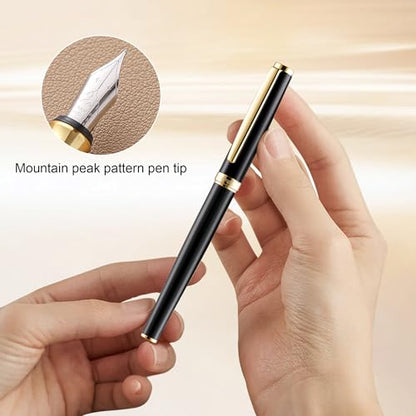 Fountain Pen Set,Extra Fine Nib,Includes 2 Ink Cartridges and Ink Converter, Ideal for Journaling and Calligraphy, Smooth-writing Fountain Pen - color: Gold