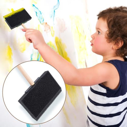 SmallCat 4 PCS Foam Paint Brushes, 3.96 Inch Foam Sponge Brushes for Varnishes, Reusable Sponge Brushes with Wood Handles for Painting, Staining, and DIY Crafts - Black - size: 4"(4pcs)