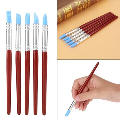 10Pcs Professional Silicone Rubber Tip Paint Pens Brushes, Silicone Artist Paint Brushes Soft Clay Sculpting Tools Silicone Color Shaper Brushes for Pottery DIY Shaping Carving