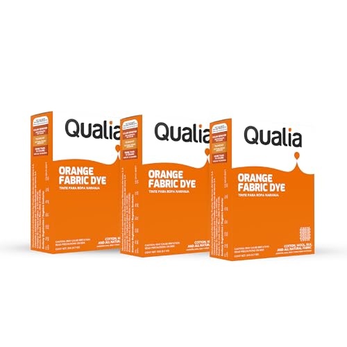 Qualia All Purpose Powder Fabric Dye, Easy to Use Dye for Natural Fabrics: Cotton, Wool, Silk, Wood, & Linen, Ultra Concentrated Colors, Orange, 3 Pack - color: Orange, size: 3