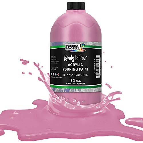 POURING MASTERS Bubble Gum Pink Acrylic Ready to Pour Pouring Paint - Premium 32-Ounce Pre-Mixed Water-Based - for Canvas, Wood, Paper, Crafts, Tile, Rocks and More - color: Bubble Gum Pink, size: 32 Fl Oz (Pack of 1)