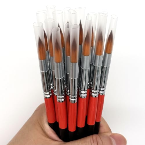 Size #6 Pointed Round Paint Brush, Pack of 16, Premium Quality Synthetic Hair for Acrylic Watercolor Oil Gouache Painting by Students, Professionals and Artists - size: Size #6 Pointed Round (16 PCS)