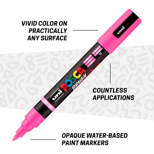 POSCA Canvas Paint by Number Kit, Rainbow Safari - 8 Acrylic Markers with 2 Pre-Drawn Canvases - Gift Set for Artists, Adults and Kids - color: Rainbow Safari