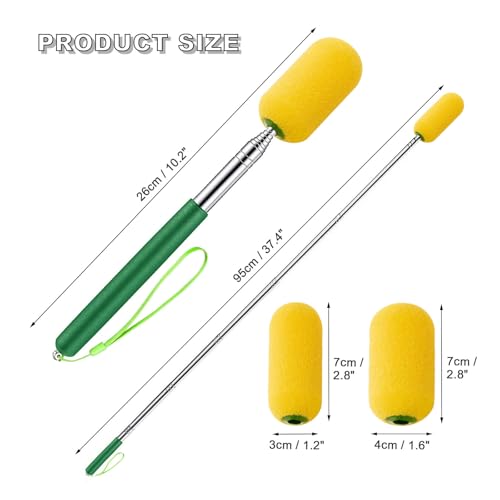 1 Pcs Telescoping Sponge Stick for Pottery – Remove Excess Water & Shape Pottery Pieces in Tall/Narrow Forms, with 2 Detachable Sponge Heads, Pottery Tool, 38" Long (1 Stick)