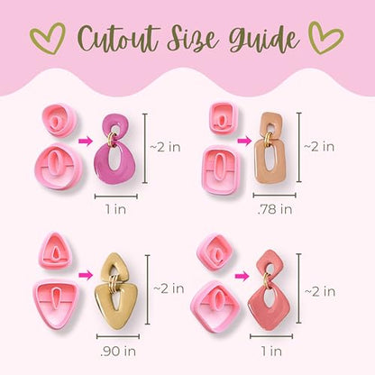 Polymer Clay Cutters - 8 Piece Geometric No Drill Shapes Regular Size by Sylhouette Studios - Earrings & Jewelry Making Tools