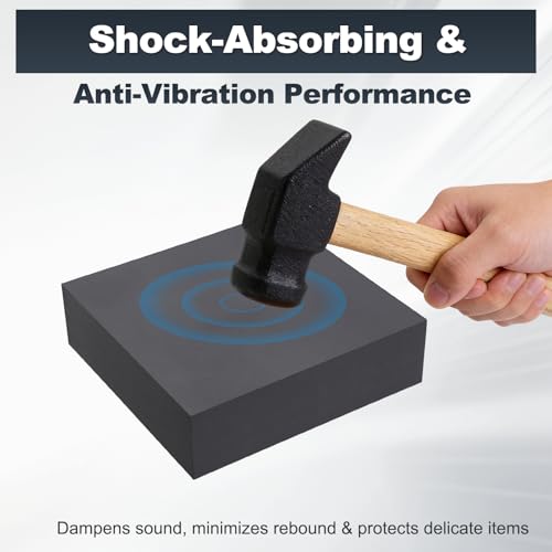HARFINGTON Rubber Bench Block 4"x4"x1.2" Black Rubber Stamping Block Square Anti Vibration Pads for Jewelry Making Hammering Shaping Chasing Flattening Metals - size: 4"x4"x1.2"