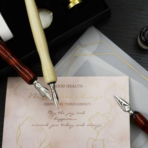 6Pcs Comic Dip Pen Holders Sandalwood Pen Nib Holders Dual Color Handles for Manga Sketching Calligraphy Hand Lettering Artists