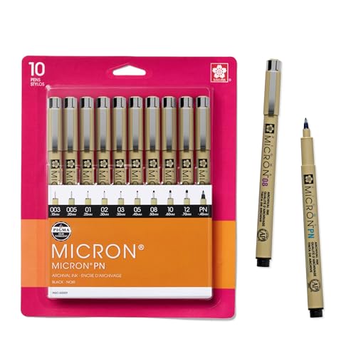SAKURA Pigma Micron Black Ink Multi-tip Set, 10 Pack - size: 10 Count (Pack of 1)