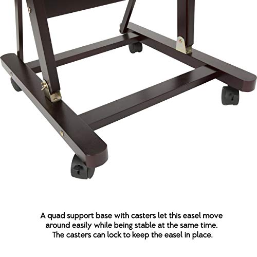 SoHo Urban Artist Wooden Easel - H-Frame Studio Easel for Tabletop Easels for Painting & Drawing Desk, Supports Canvases Up to 71", Mahogany Finish, Adjustable with Locking Casters