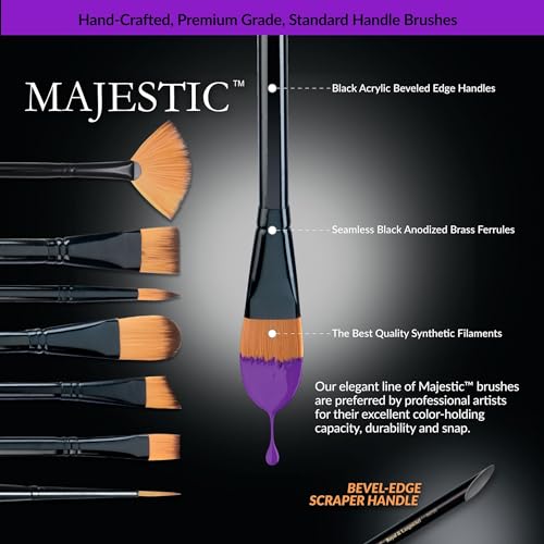 Majestic Royal & Langnickel Standard Handle Round Artist Brush Set for All Water-Based Mediums, 13pc - size: 1/4 inch to 1.5 inches, small, medium, large
