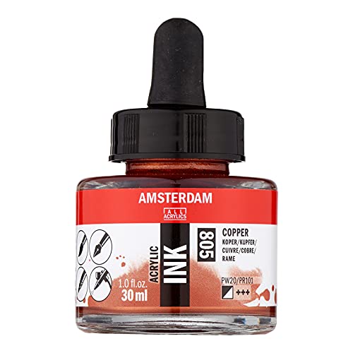 Amsterdam Acrylic Ink Bottle 30 ml Copper 805 (17208050) - color: Copper, size: 1 fl oz