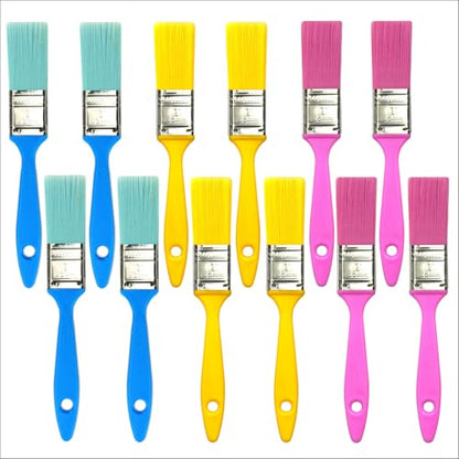 Great Andrew 12 PCS Small Paint Brushes1 Inch, Paint Brush for Painting Acrylic Oil Crafts DIY, Paint Brushes for Walls,Touch Up,Trim Painting Supplies - size: 12 pcs, 1-in, Flat