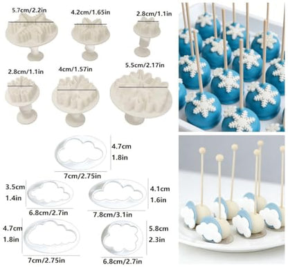 Flower Cookie Cutters,Cake Tools 44 Pcs Snowflake Cookie Cutter Cloud Fondant Cake Plunger Sugarcraft Flowers Leaf Butterfly Heart Shape Decorating Mold DIY Icing Plunger Cutters - color: Flower Cutters