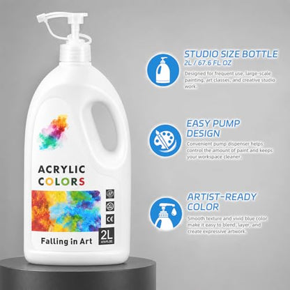 Falling in Art Titanium White Acrylic Paint, Large 135.2 Oz Premium Pouring Acrylic Paint, Perfect for Canvas, Wood, Ceramic, and More - color: Titanium White*2