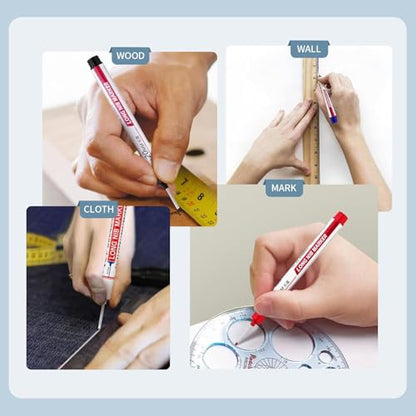 12 PCS Long Head Deep Hole Marker Pens,20mm Long Nib Marker, Longs Nose Markers, Waterproof Construction Markers Marking Tool,Permanent Markers Carpenter Ink marker Pens,Metal marking Pens 03 - color: 12PCS-20MM-Red/Black/White
