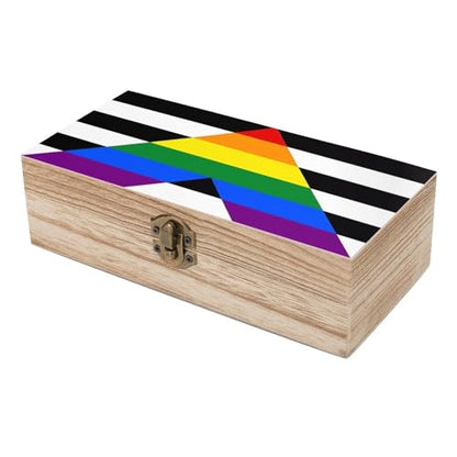 Straight Ally Pride Flag Jewelry Box Wooden Rustic Multi-Purpose Organizer with Front Clasp for Jewelry, Crafts, Accessories & Small Items - color: style-5