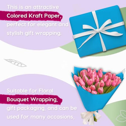 SMART&CASUAL 15" x 450" (37.5') Kraft Paper Roll for Art Craft Supplies Gift Wrapping Moving Packing Painting Drawing Paint Easel Poster Chart Paper (Lake Blue, 15" W x 450" L (37.5')) - color: Lake Blue, size: 15"W x 450"L ( 37.5' )