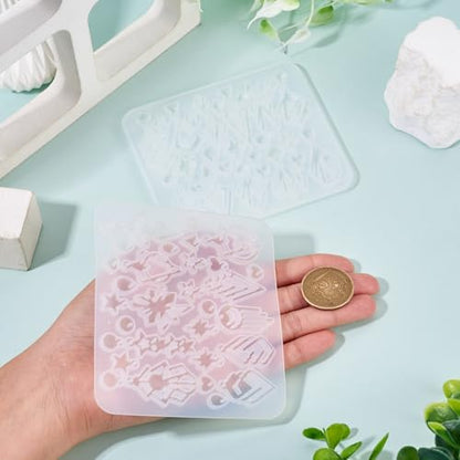2Pcs Pendants Silicone Molds Resin Casting Molds Assorted Shape Geometry DIY Jewelry Making Charms Pendants Handmade Crafts Making Tool Valentine Anniversary Holiday Jewelry Gift Supplies
