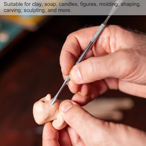 HARFINGTON 8 Pcs Wax Carving Tools 4.8" Double Ended Stainless Steel Wax & Clay Sculpting Wax Carvers Tools Modeling Spoon for Figures Clay Handmade Art Works, Rose Gold - color: Rose Gold