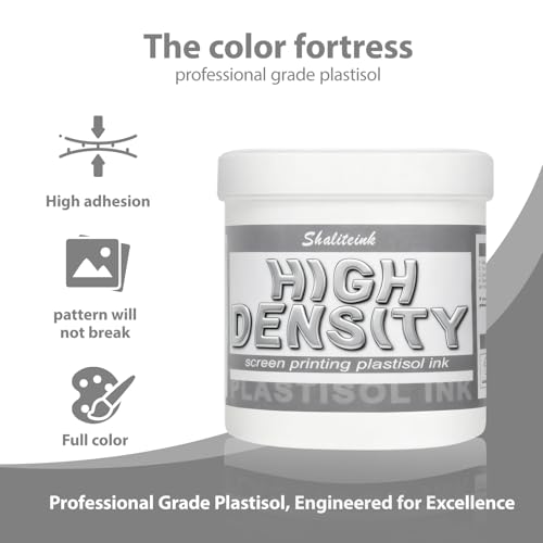 Shaliteink® Screen Printing Plastisol Ink High Density - Highly Opaque Screen Printing Ink for Cotton, Polyester and Other Fabrics (16oz.) - color: High Density, size: 16 fl oz