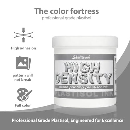 Shaliteink® Screen Printing Plastisol Ink High Density - Highly Opaque Screen Printing Ink for Cotton, Polyester and Other Fabrics (16oz.) - color: High Density, size: 16 fl oz