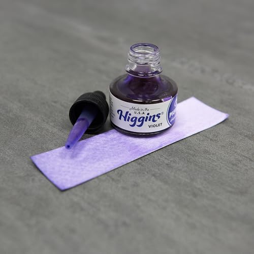 Higgins Violet Pigmented Drawing Ink - for Artists and Students - 1 oz. Glass Bottle (HIG44675) - color: Violet
