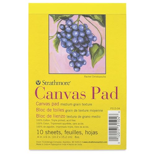 Strathmore 300 Series Canvas Pad, Tape Binding, 10 Sheets, 4x6 inch, White, 1 Count