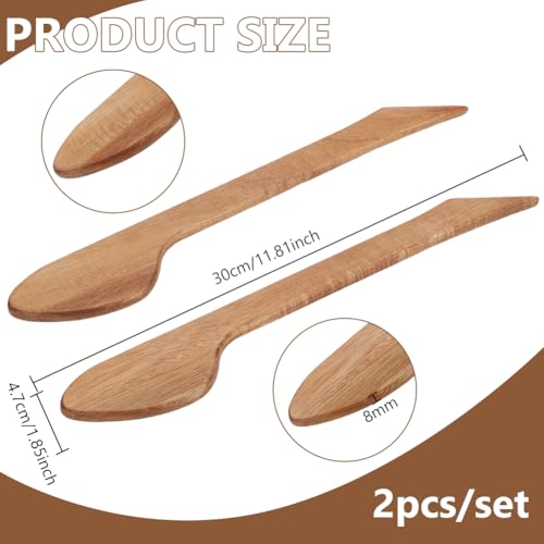BENECREAT 2Pcs Wooden Handle Tools for Clay & Pottery Clay Sculpting Tools for DIY Handmade Modeling Pottery Tools Throwing Stick for Arts, Crafts & Sewing