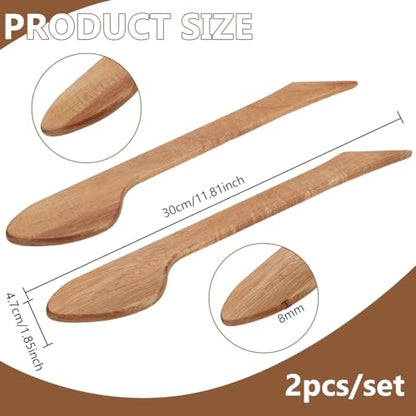 BENECREAT 2Pcs Wooden Handle Tools for Clay & Pottery Clay Sculpting Tools for DIY Handmade Modeling Pottery Tools Throwing Stick for Arts, Crafts & Sewing