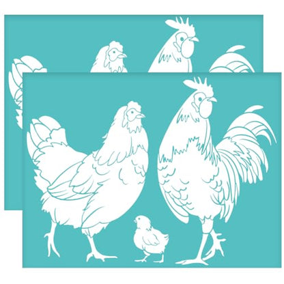 OLYCRAFT 2Pcs 11x8.6 Inch Fooster Self-Adhesive Silk Screen Printing Stencil Hen Chicken Mesh Stencils Farm Theme Reusable Mesh Stencils Transfer for DIY T-Shirt Fabric Painting - color: Chicken