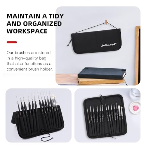 Detailing Brush Set - Golden Maple 13pcs Miniature Paint Brushes and Dry Brush Set for Fine Detail Paint, Acrylic Painting, Watercolor, Oil, Models