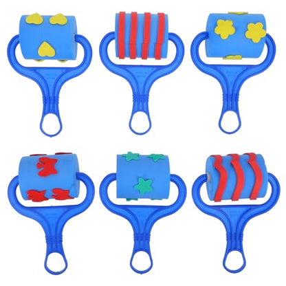 Roller Seal Set for Kids 6 Pcs Painting Stamp Rollers Educational Drawing Toys Creative Texture Paint Rollers for Children Arts & Crafts Fun