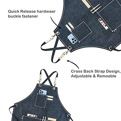 carrotez Adjustable Over sized Plus Size Canvas Apron with Pockets Men and Women Aprons - color: Navy
