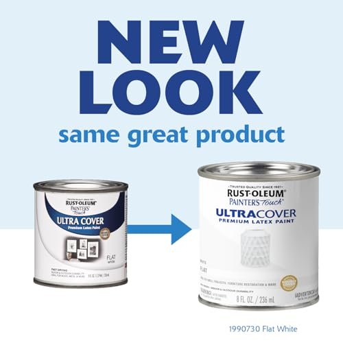 Rust-Oleum 1990730 Painter's Touch Latex Paint, Half Pint, Flat White, 8 Fl Oz (Pack of 1) - color: Flat White, size: 8 Fl Oz (Pack of 1)