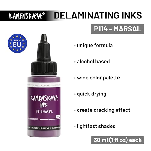 KAMENSKAYA Delaminating Alcohol Inks - Self-Splitting Alcohol Ink P-114 'Marsala' - 1 fl oz (30 ml) - color: P-114 'Marsal'