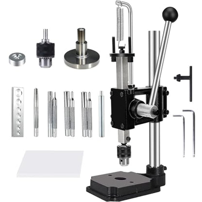 Leather Press Machine Hole Puncher Hand Punching Machine with 4cm Round Press Plate,11pcs Punch Tool Include Rivet Setter,Snap kit Tool for DIY Craft Punching Cutting,Install Rivets and Snap Buttons - size: D