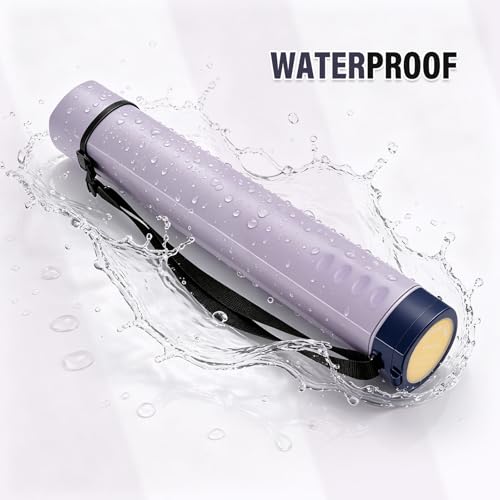 DEWEL Adjustable Poster Tube 24.5"-42", Waterproof Plastic Document Storage Tube Telescoping Carrying Case, Light Resistant Drawing Tube Painting Picture Tube Holder (Purple-Large Size) - color: Purple (Polygon), size: Large