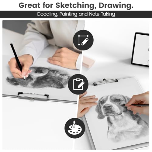 Extra Large 11x17 Clipboards, Landscape and Vertical Layout 2 Pack | Clear Plastic Drawing Boards with Low Profile Clip. Suitable for Watercolor, Sketching, Painting. Art & Drafting Supply - color: Clear