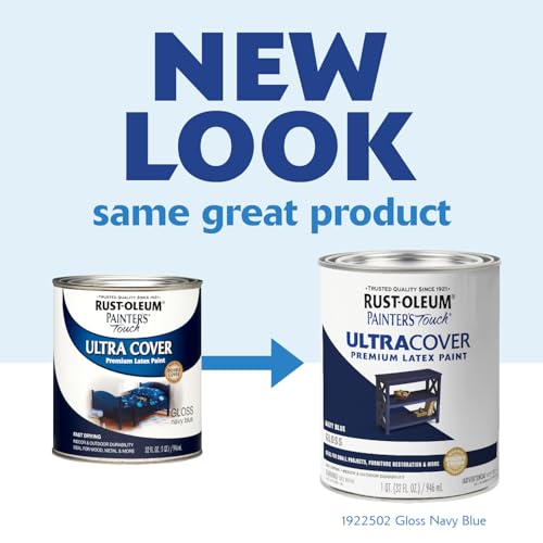 Rust-Oleum Brush On Paint 1922502 Painters Touch Latex, 1-Quart,Acrylic (Pack of 1), Gloss Navy Blue, 32 Fl Oz - color: Gloss Navy Blue, size: 1 Quarts (Pack of 1)