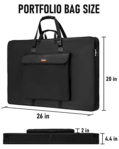 Nicpro Art Portfolio Bag 20 x 26 Inches, Waterproof Nylon Artist Case Carrying Bag Soft Sided with Shoulder Strap, Storage for Artwork Sketch, Drawing, Canvas, Photography, Poster, Solar Panel - size: 20 x 26 inches